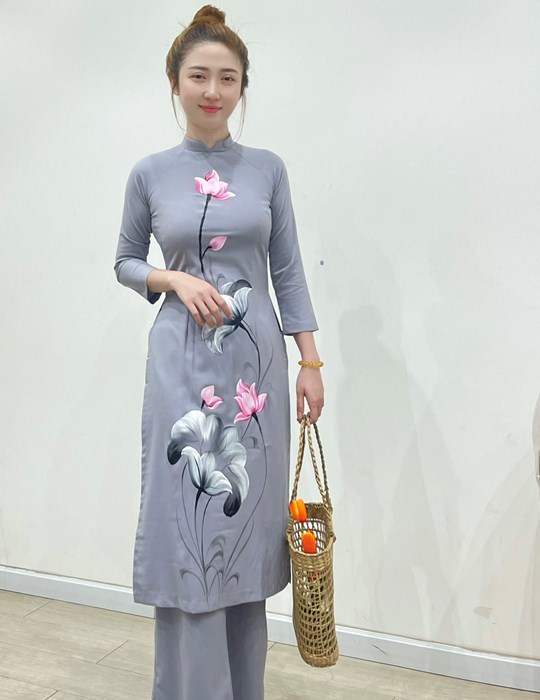 Áo dài linen vẽ