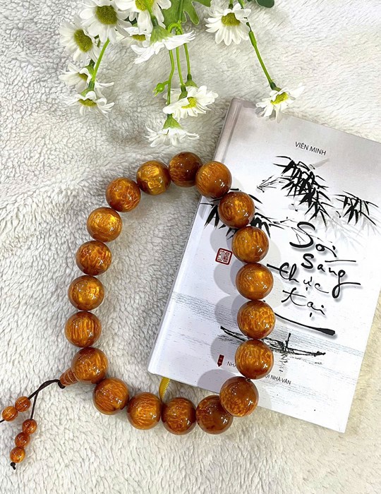 18 hạt giả hổ phách 25 li 