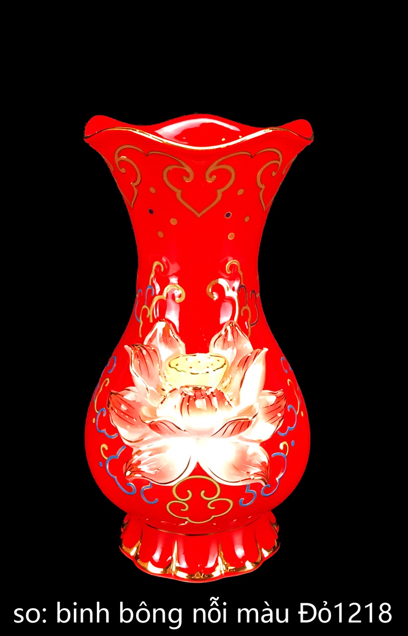 Bình Bông Sen Nổi Đỏ 10in