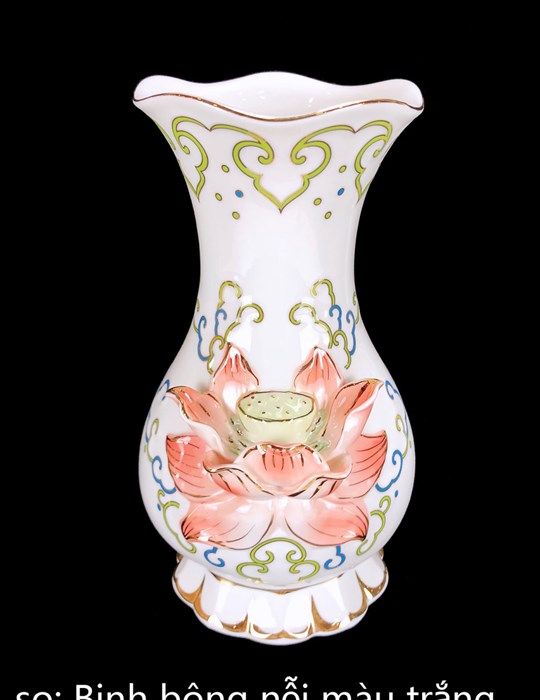 Bình Bông Sen Nổi Trắng 8in