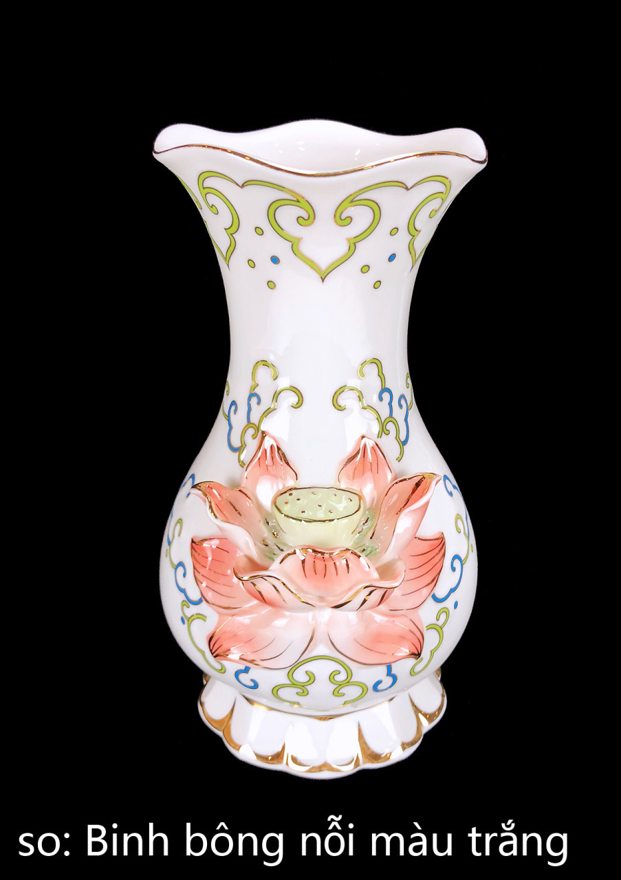 Bình Bông Sen Nổi Trắng 8in