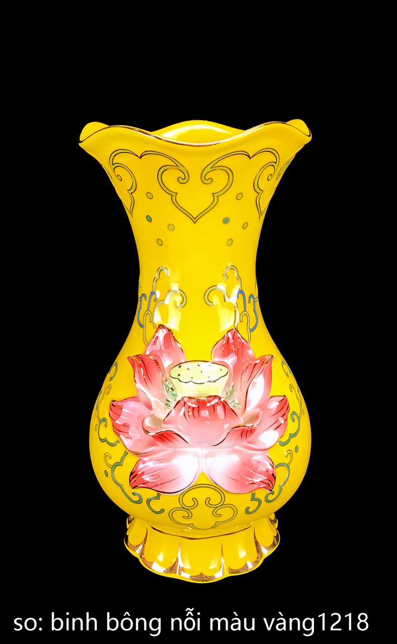 Bình Bông Sen Nổi Vàng 12in