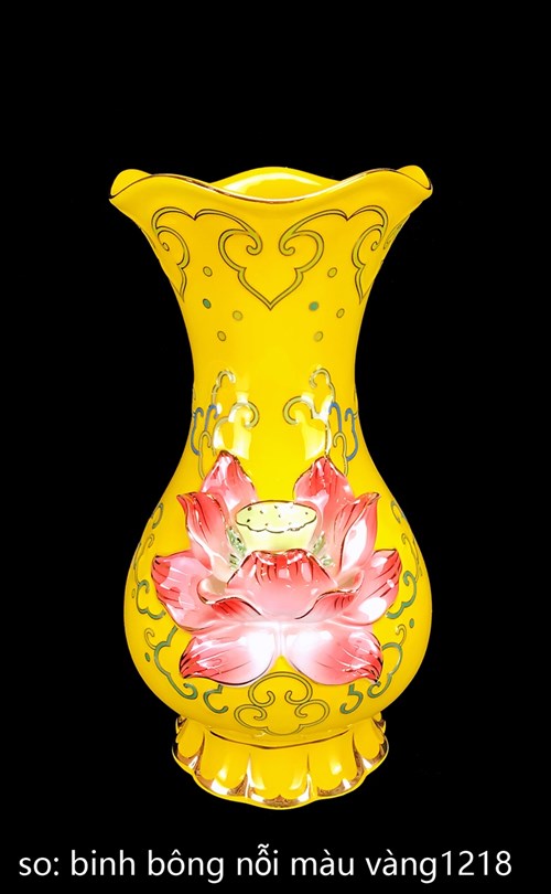 Bình Bông Sen Nổi Vàng 12in