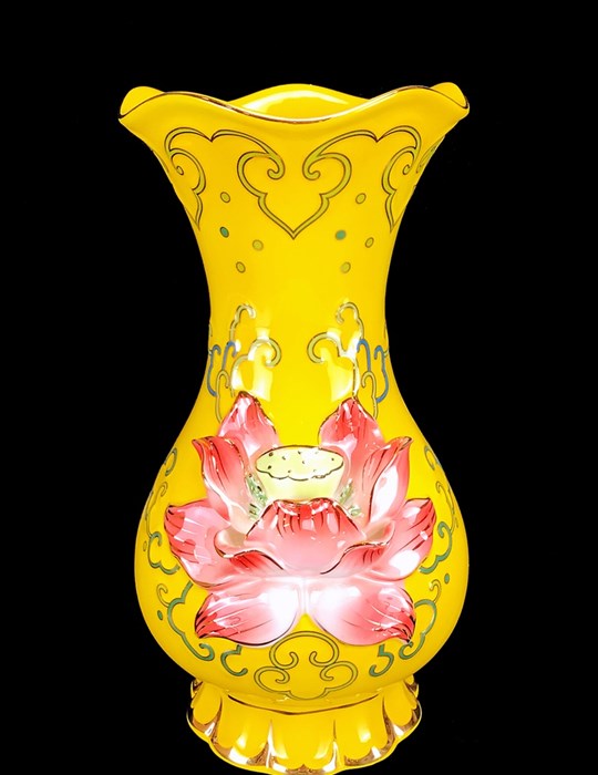 Bình Bông Sen Nổi Vàng 8in