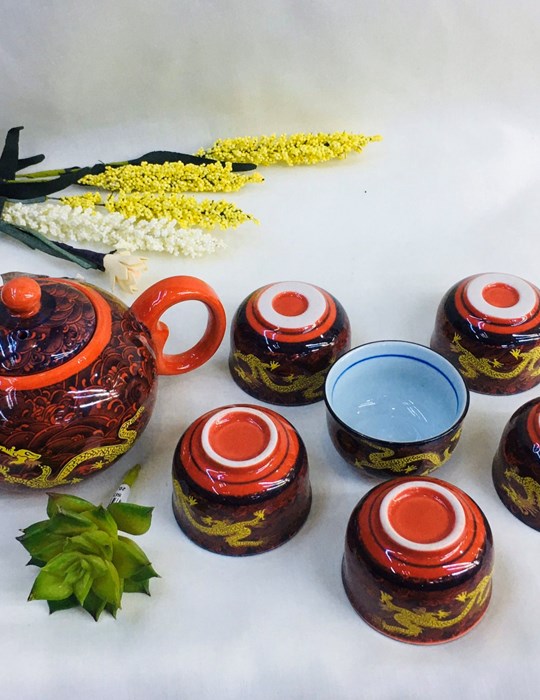 Bộ tách rồng vàng không lọ