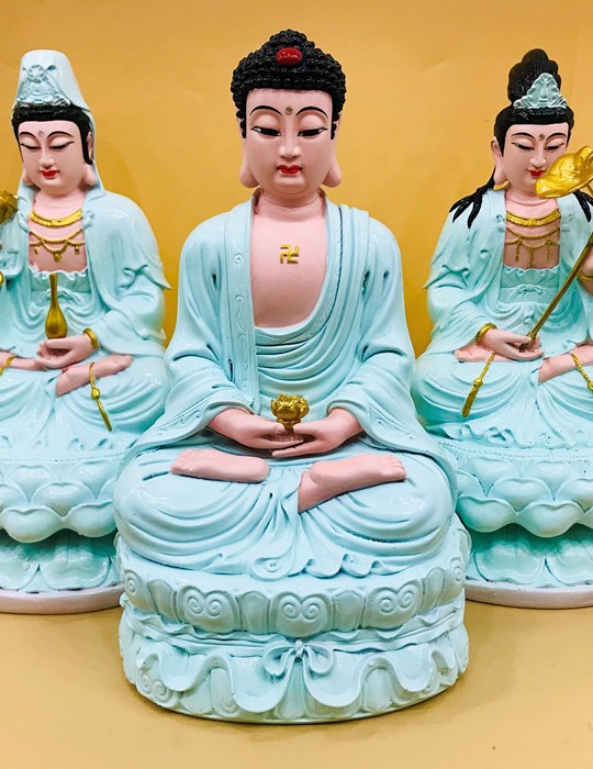 bộ tam thế phật ngồi 3T xanh