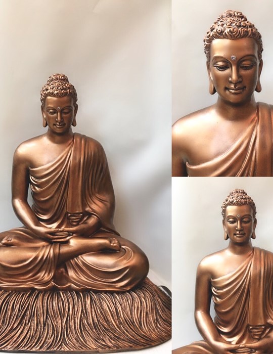 bổn sư ngồi đế cỏ 75cm Màu đồng áo hở