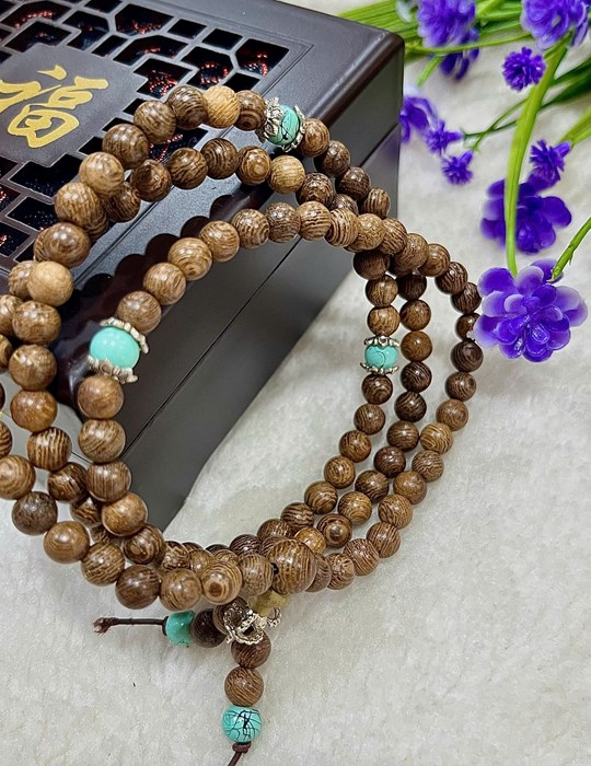 Chuỗi cổ gỗ sọc đen 6 li kiểu