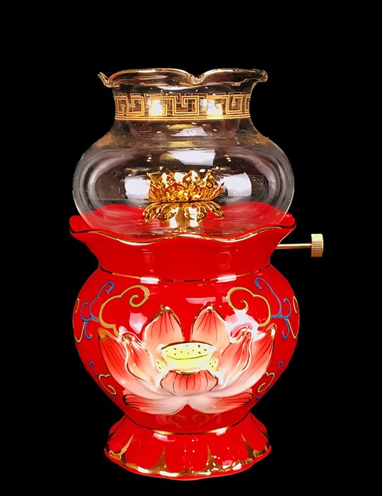 Đèn Dầu Bông Sen Nổi Đỏ Lớn