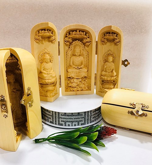 Hộp Gỗ 3 Mặt Phật Nhỏ 5