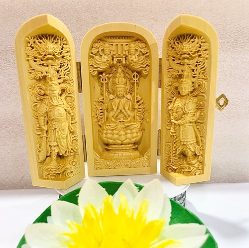 Hộp Gỗ 3 Mặt Phật Nhỏ 1