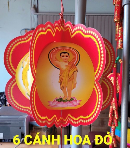 Lồng đèn 6 cánh hoa đỏ LD2