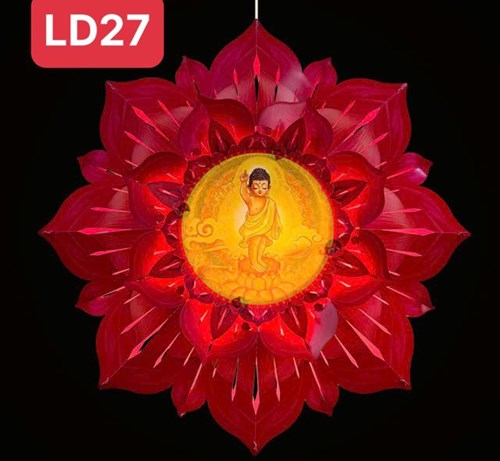 lồng đèn hoa sen hào quang LD27 đỏ