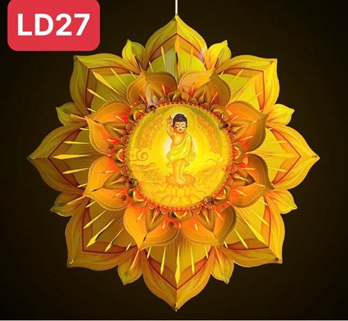 lồng đèn hoa sen hào quang LD27 vàng