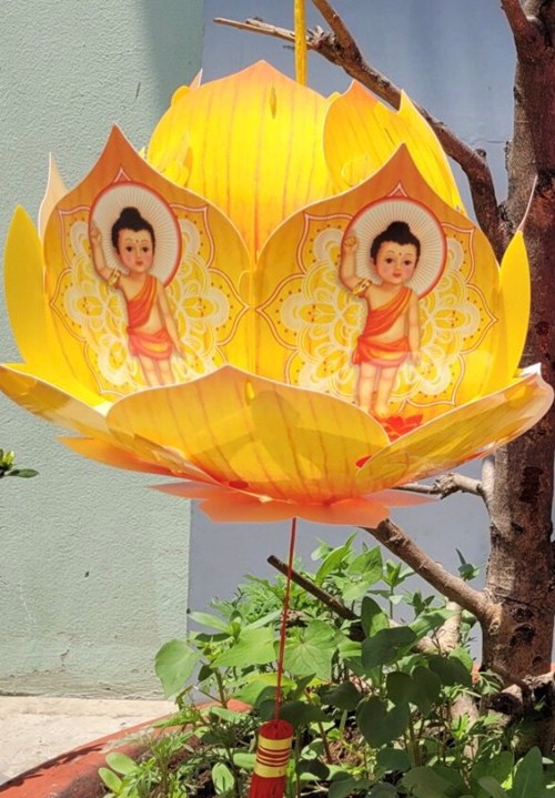 Lồng đèn hoa sen Mandala nhỏ vàng