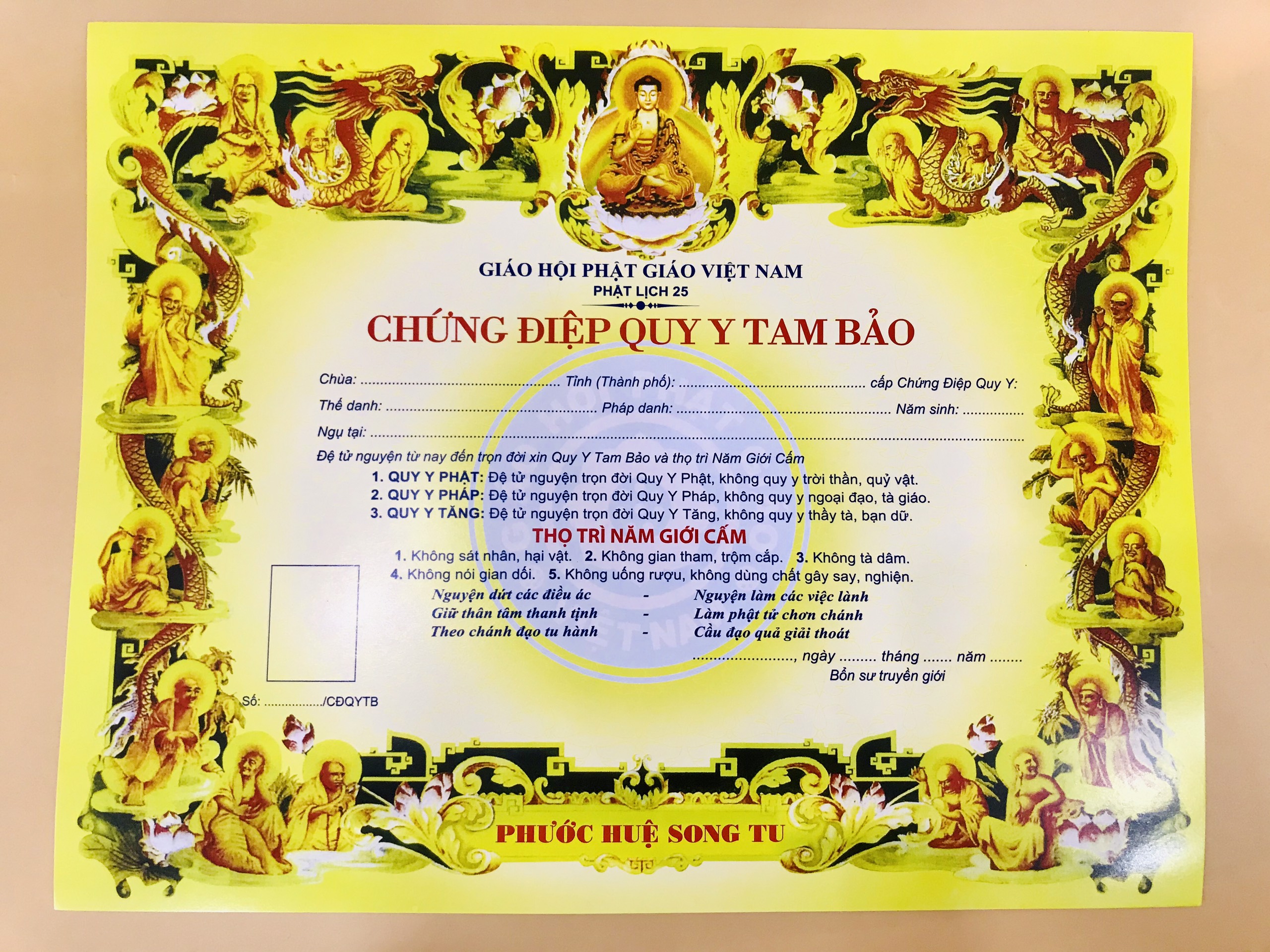 Phái Quy Y Lớn vàng Khổ A4