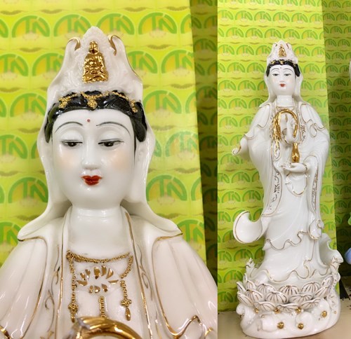 Quan Âm Đức Hóa Đứng Trắng 18inch