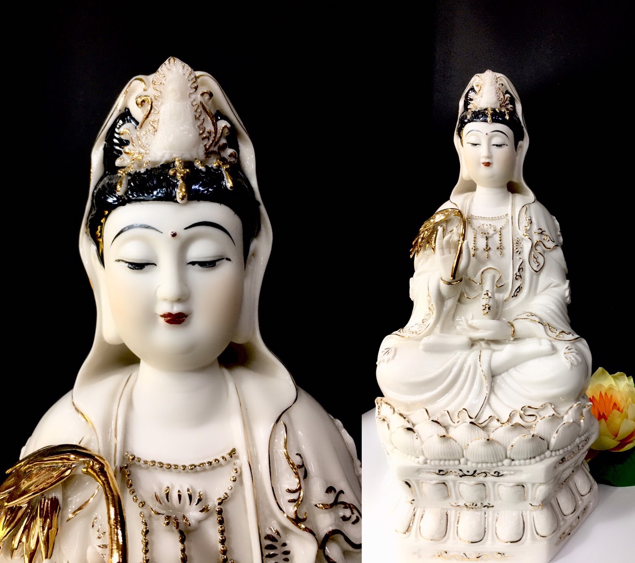 Quan âm lục giác trắng 14in