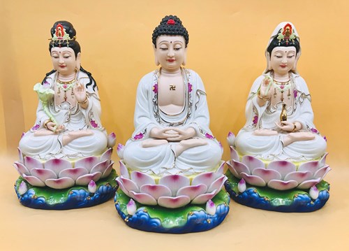 Tam Thế Phật ngũ sen da xanh 14 in