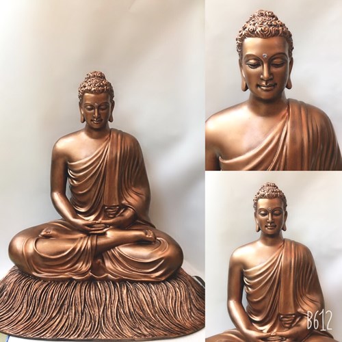 bổn sư ngồi đế cỏ 60cm Màu đồng áo hở