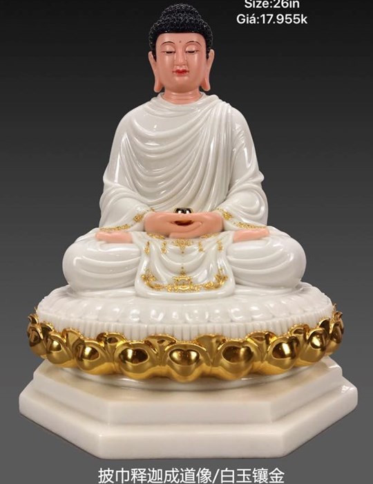 Tượng Phật Tổ đá trắng 26in