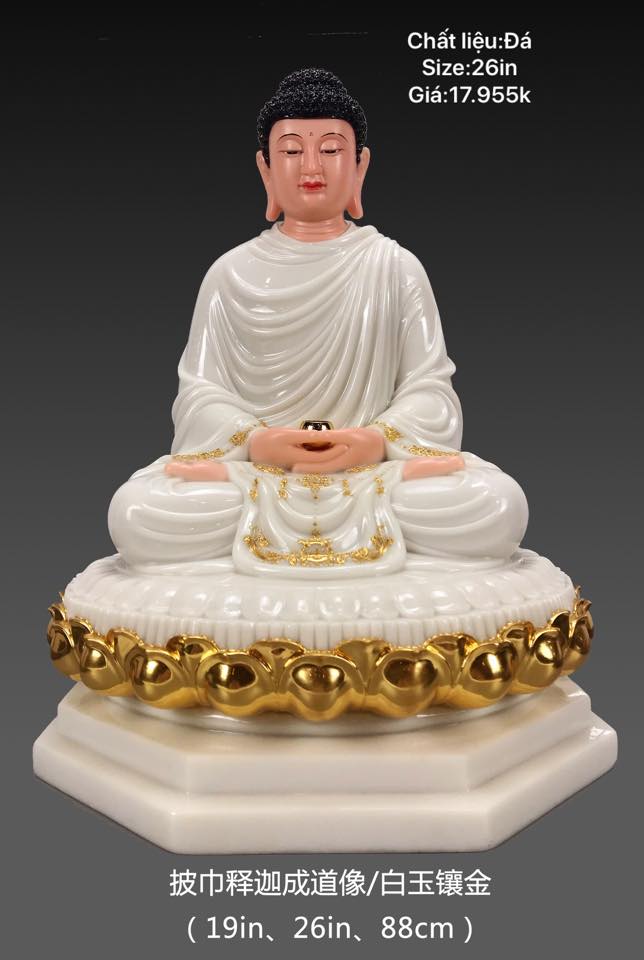 Tượng Phật Tổ đá trắng 26in