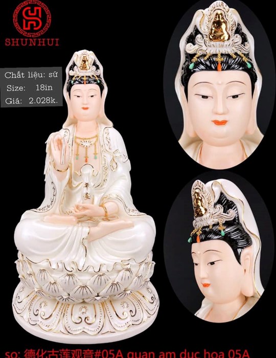 Tượng quan âm đức hóa 05A 18in