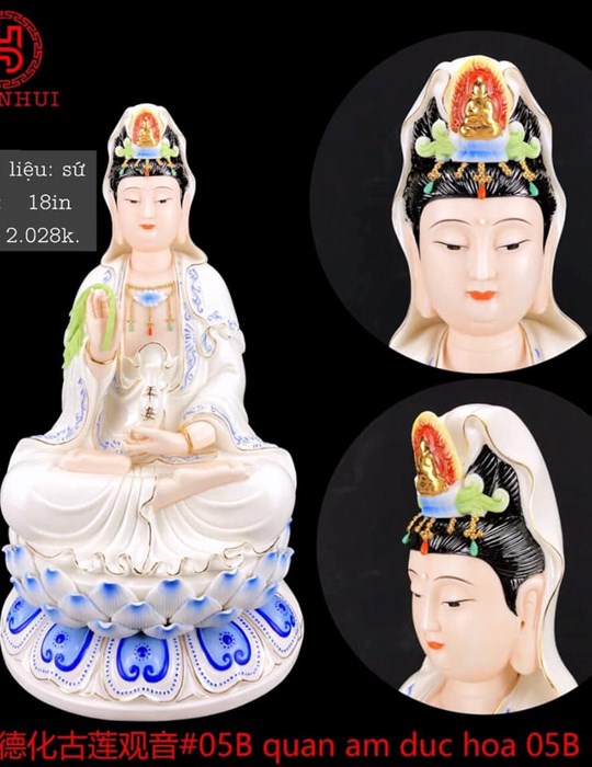 Tượng quan âm đức hóa 05B 18in
