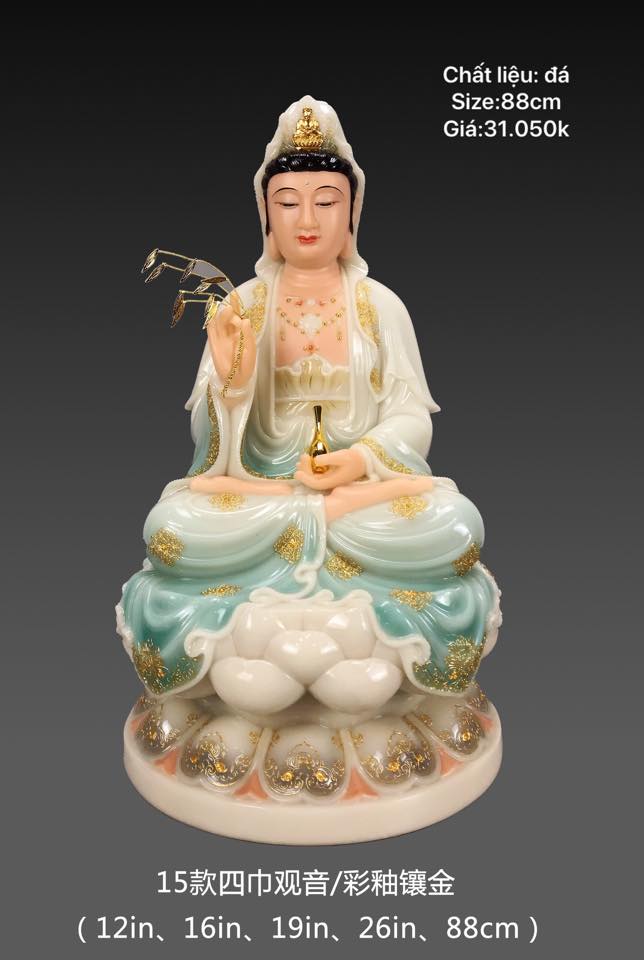 Tượng Quan Âm xanh ngọc 88cm