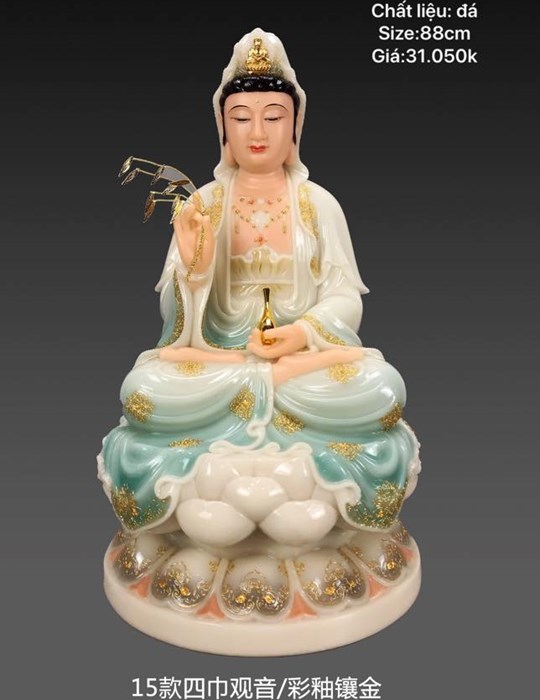 Tượng Quan Âm xanh ngọc 88cm