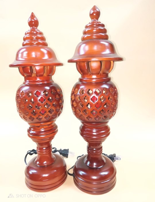 Đèn dầu gỗ hương tổ ong 34