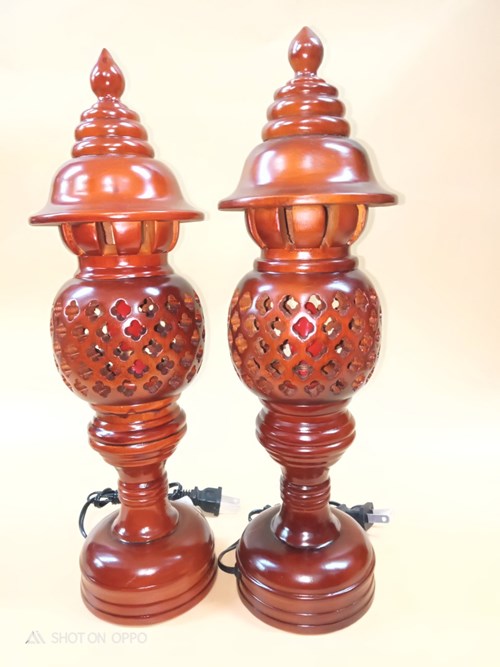 Đèn dầu gỗ hương tổ ong 41