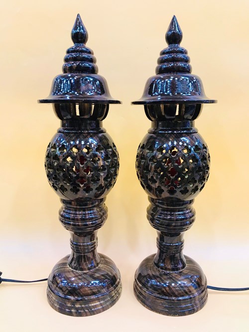 Đèn Tổ Ong Xà Cừ 41 Vẽ Đen