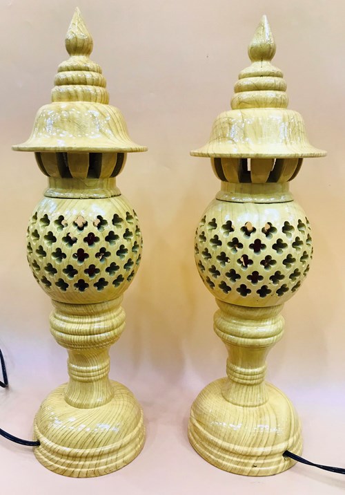 Đèn Tổ Ong Xà Cừ 41 Vẽ Vàng