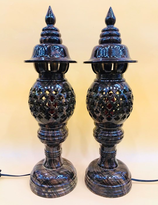 Đèn Tổ Ong Xà Cừ 46 Vẽ Đen
