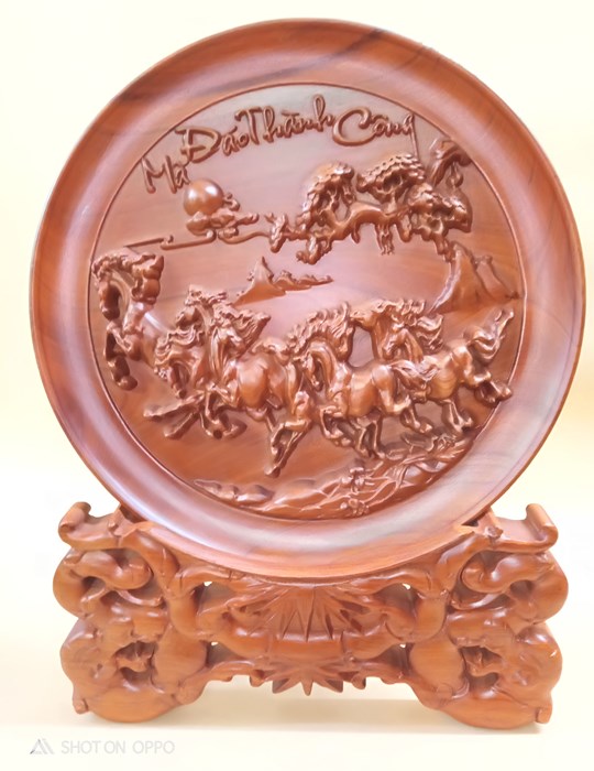 Dĩa Gỗ Hương Chạm 30cm