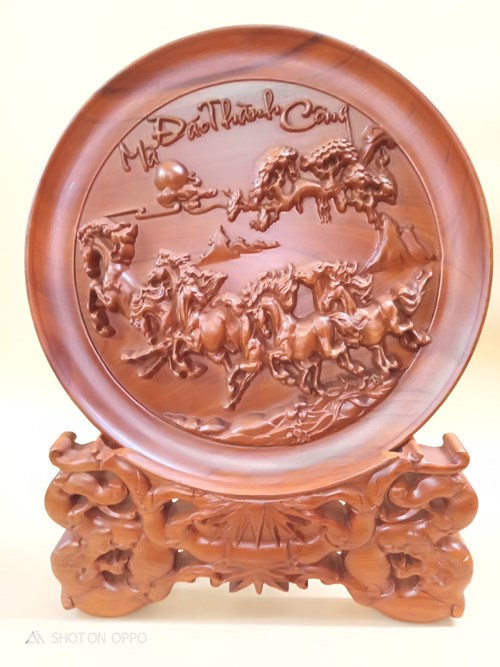 Dĩa Gỗ Hương Chạm 32cm