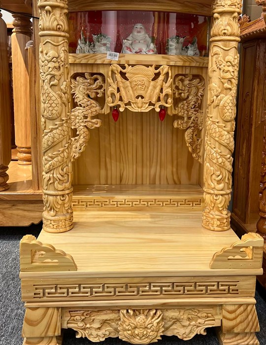 trang thờ gỗ thông đèn cột 50cm